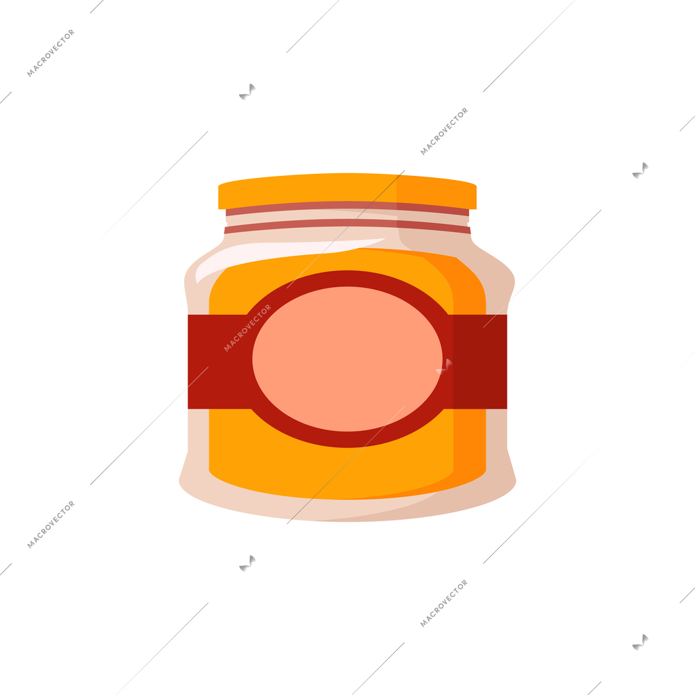 Glass jar of sauce or jam flat icon vector illustration