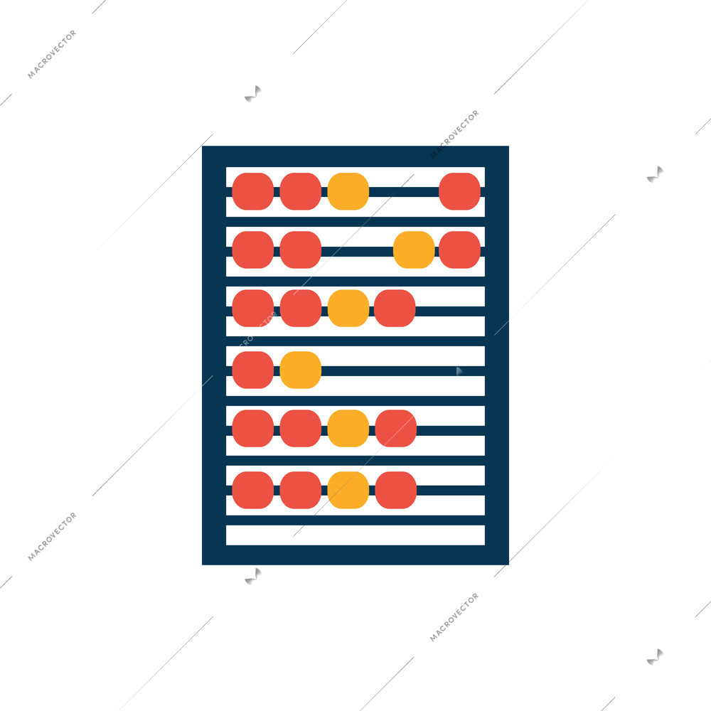 Flat color icon with abacus on white background vector illustration