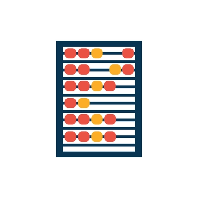 Flat color icon with abacus on white background vector illustration