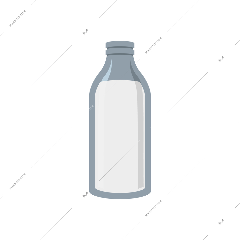Flat icon with glass bottle of milk vector illustration