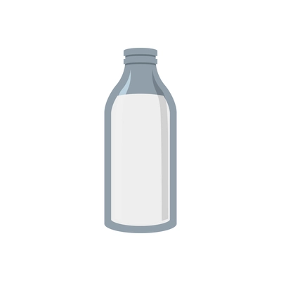 Flat icon with glass bottle of milk vector illustration