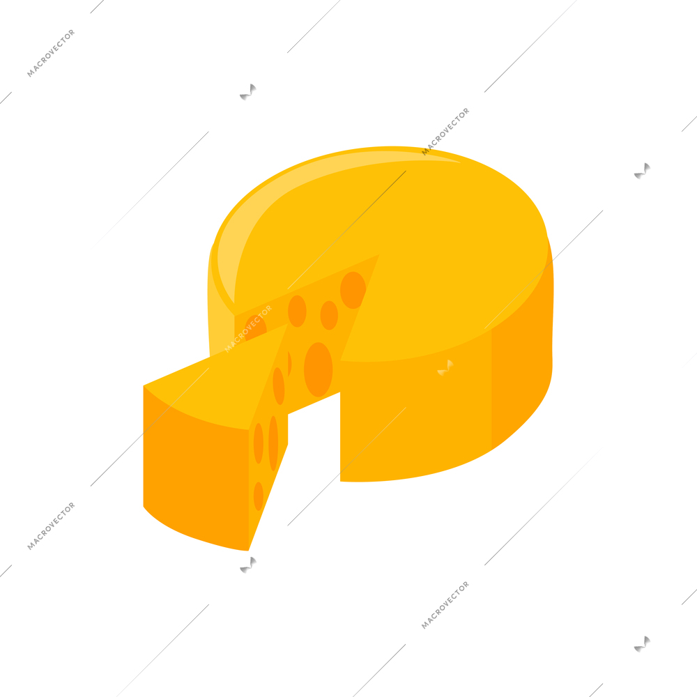 Flat icon with wheel and piece of cheese vector illustration