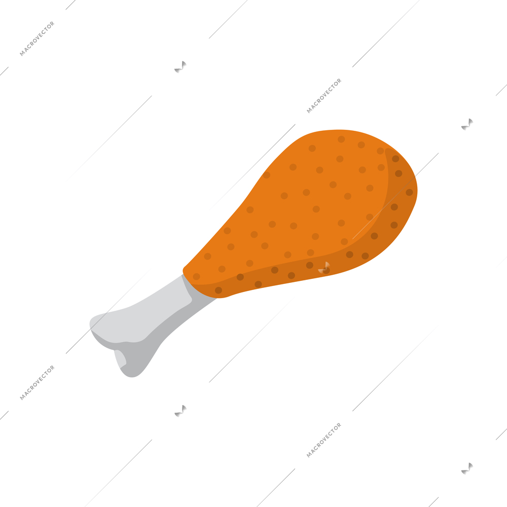 Flat icon with fried chicken leg vector illustration