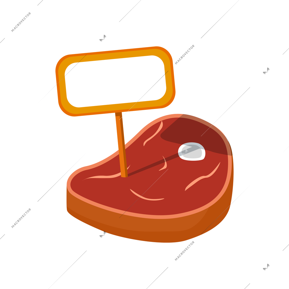 Beaf steak with blank sign in supermarket flat icon vector illustration