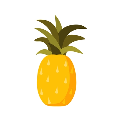 Ripe pineapple with green leaves flat icon vector illustration