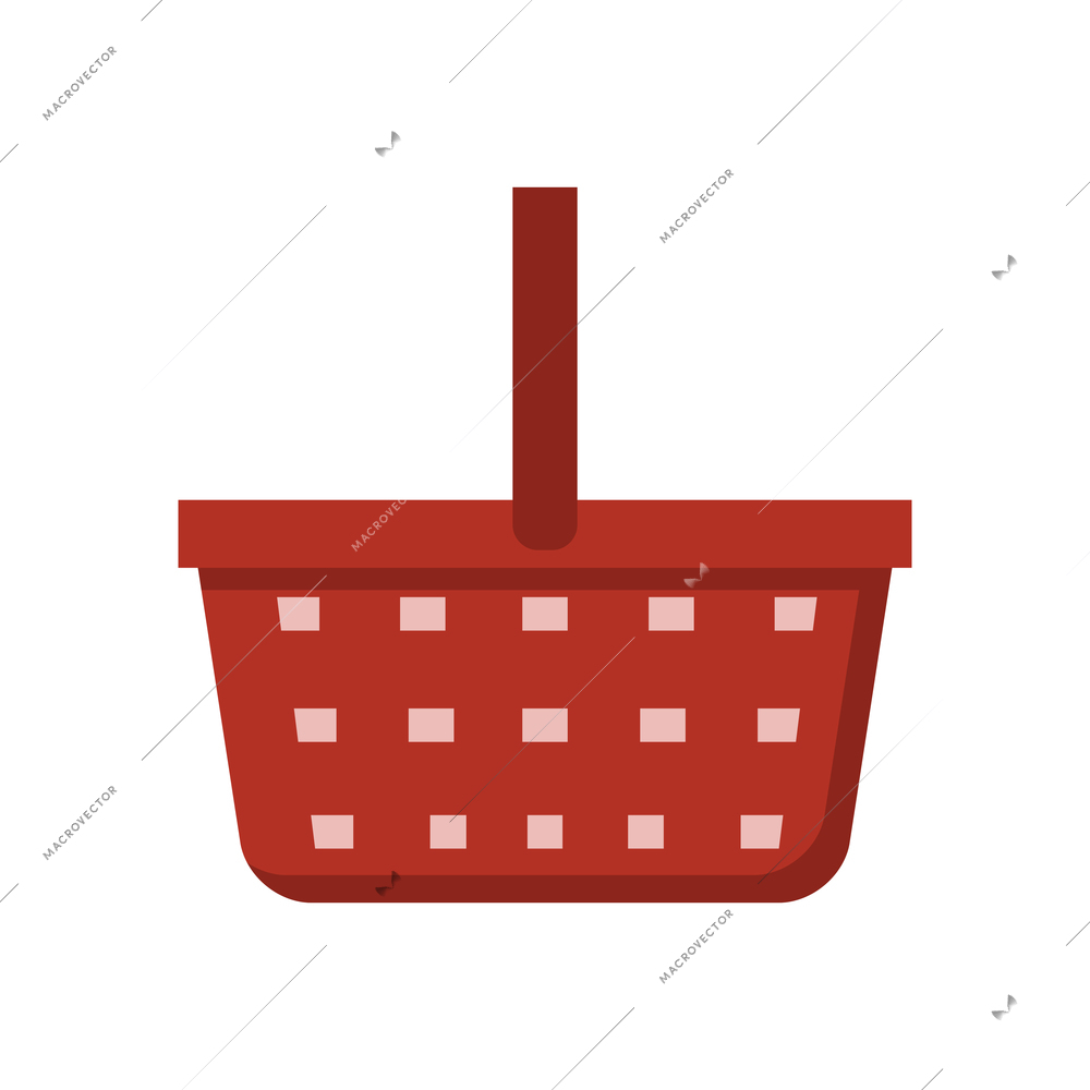 Flat icon with empty red shopping basket vector illustration