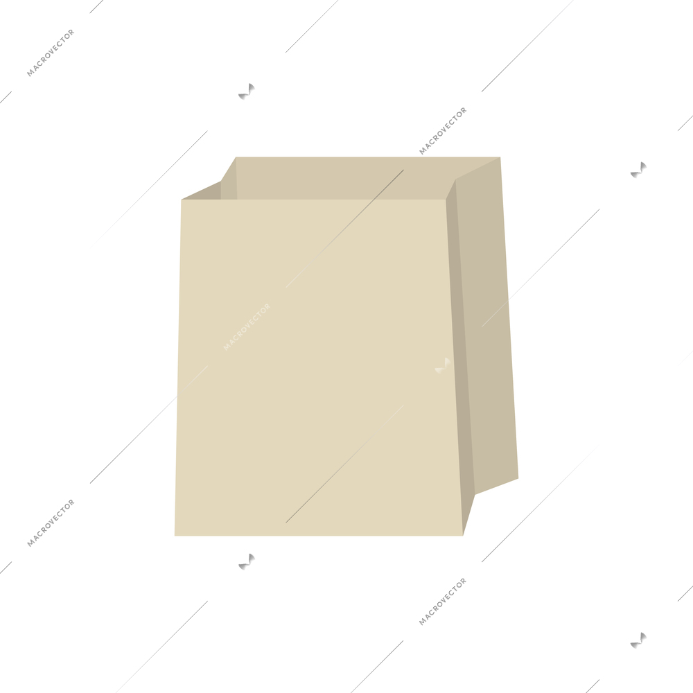 Blank paper shopping bag without handles flat icon vector illustration