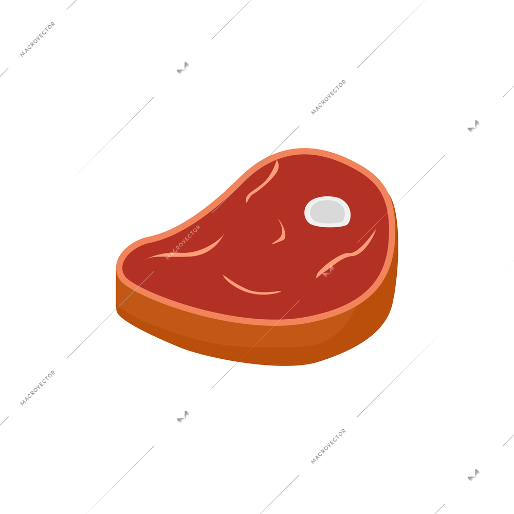 Flat icon with raw meat steak vector illustration