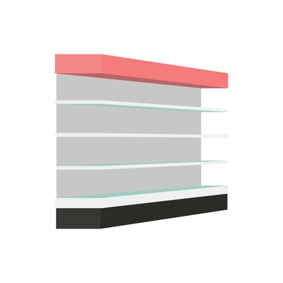 Flat icon with empty supermarket showcase shelves side view vector illustration