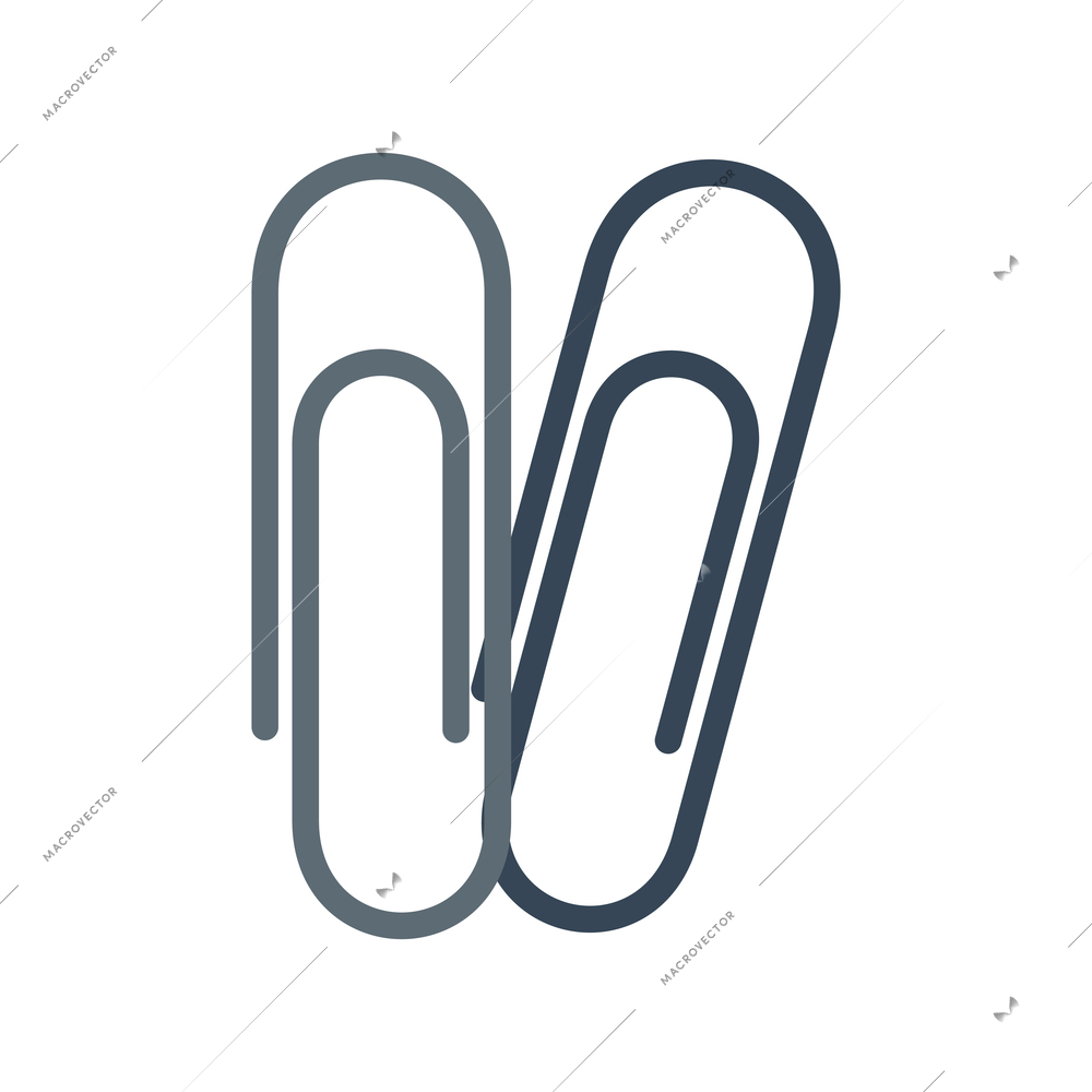 Two paperclips of different colors flat icon vector illustration