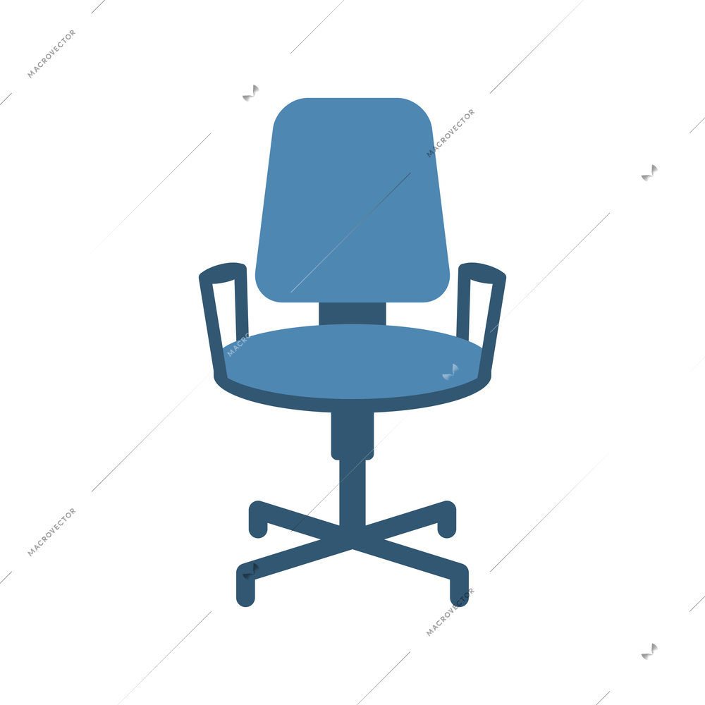 Blue office chair front view flat icon vector illustration