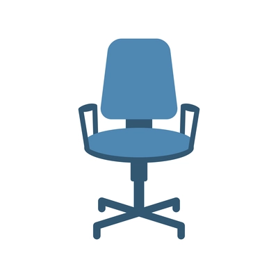 Blue office chair front view flat icon vector illustration