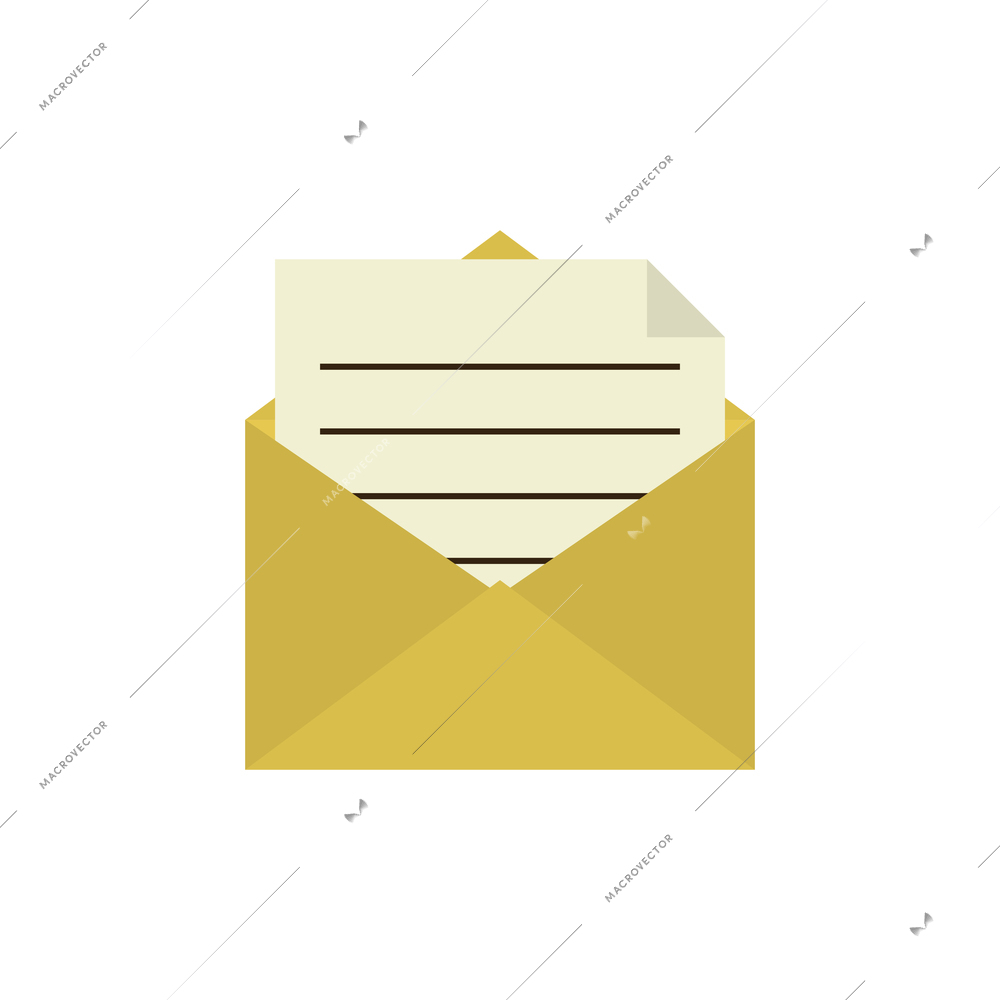 Mail flat icon with paper sheet in envelope vector illustration