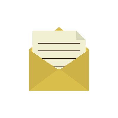 Mail flat icon with paper sheet in envelope vector illustration