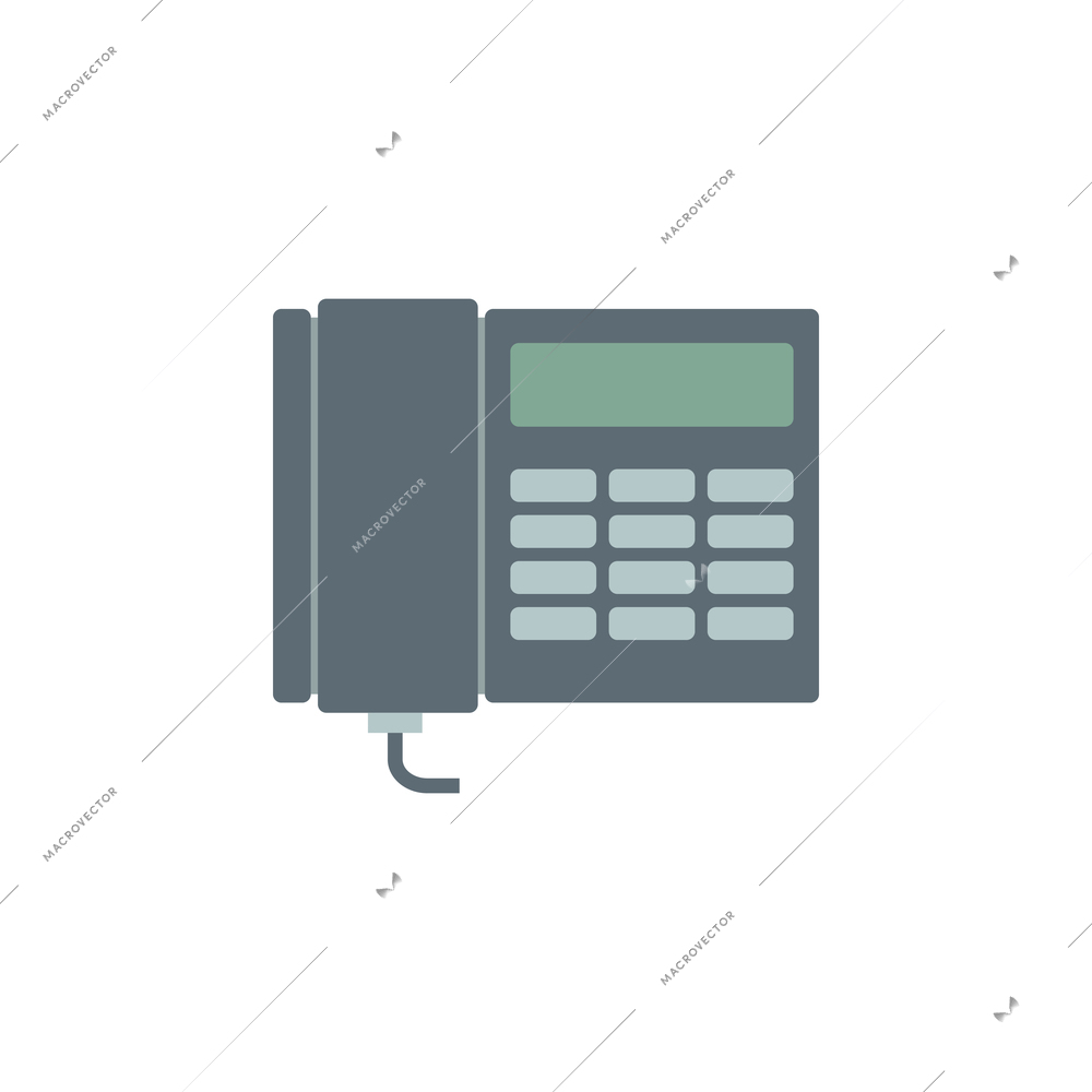 Wired push button telephone flat icon vector illustration