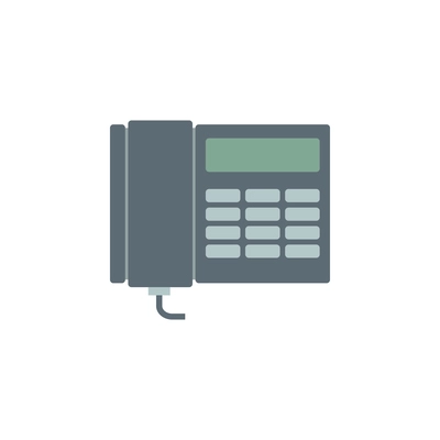 Wired push button telephone flat icon vector illustration