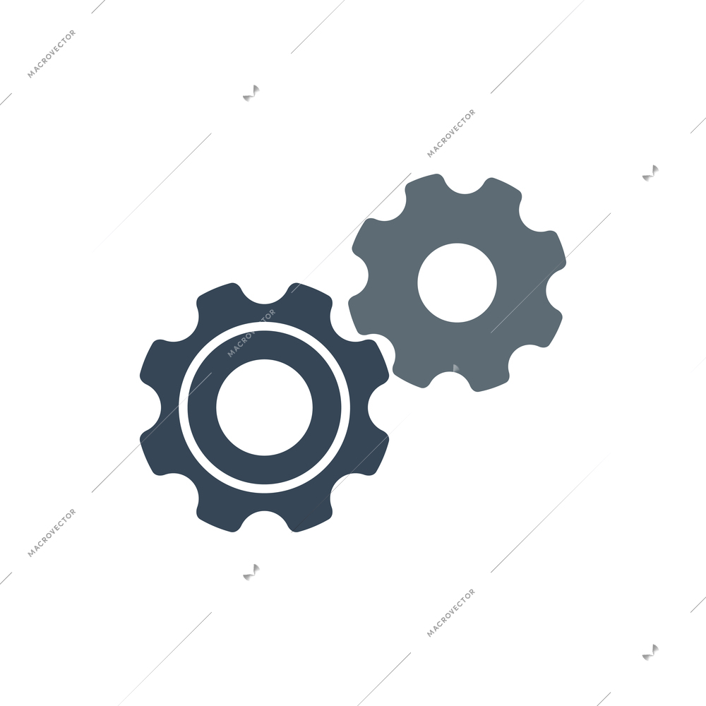 Two cogwheels gear mechanism flat icon vector illustration