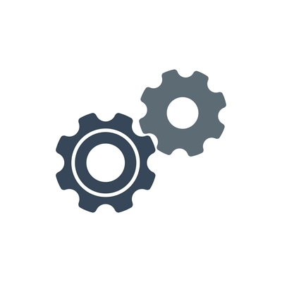 Two cogwheels gear mechanism flat icon vector illustration