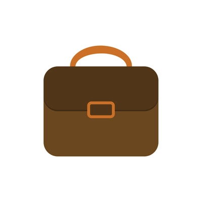 Flat icon with brown leather office briefcase vector illustration
