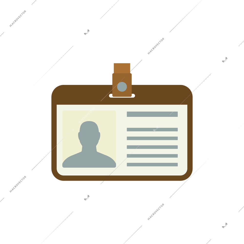 Id card with text and photo flat icon vector illustration