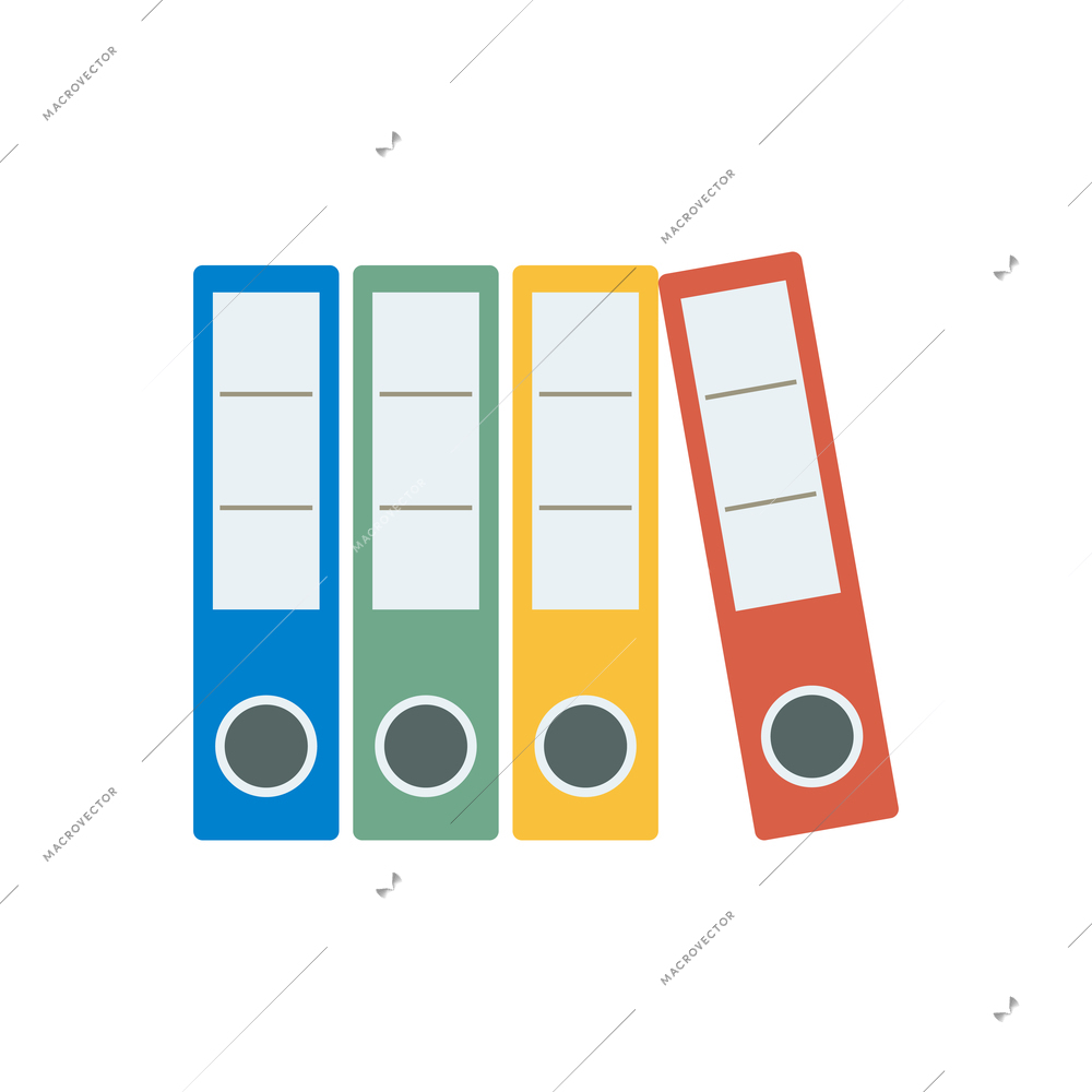 Flat icon with colored ring binders of different colors vector illustration