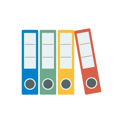 Flat icon with colored ring binders of different colors vector illustration