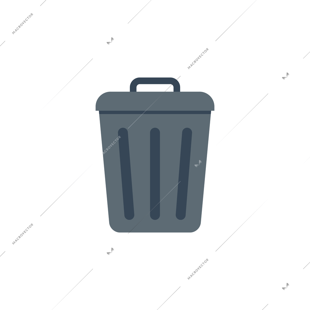 Metal rubbish bin flat icon vector illustration