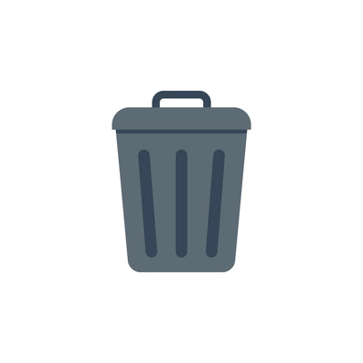 Metal rubbish bin flat icon vector illustration