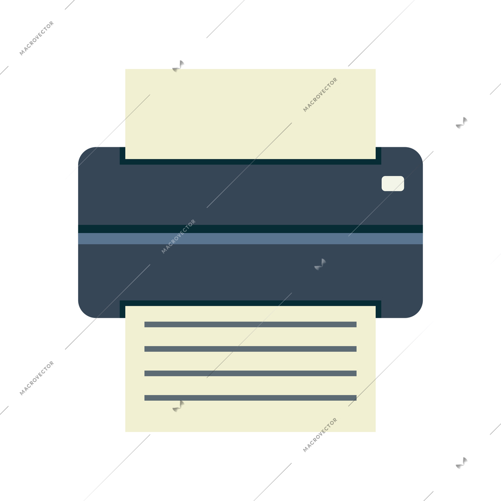 Office printer with paper flat icon vector illustration