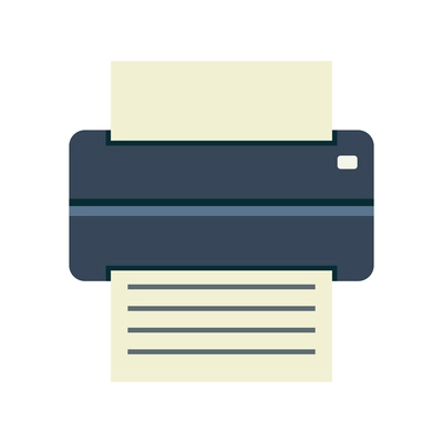 Office printer with paper flat icon vector illustration