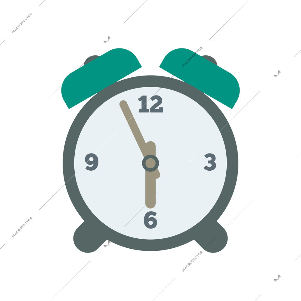 Retro alarm clock flat icon vector illustration