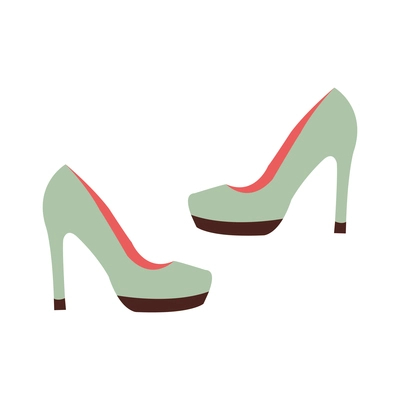 Pair of fashionable female heeled shoes isolated flat vector illustration