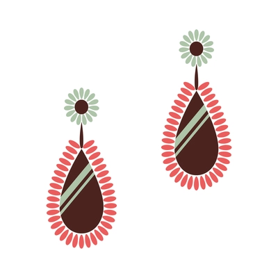 Pair of elegant colored drop earrings icon flat isolated vector illustration