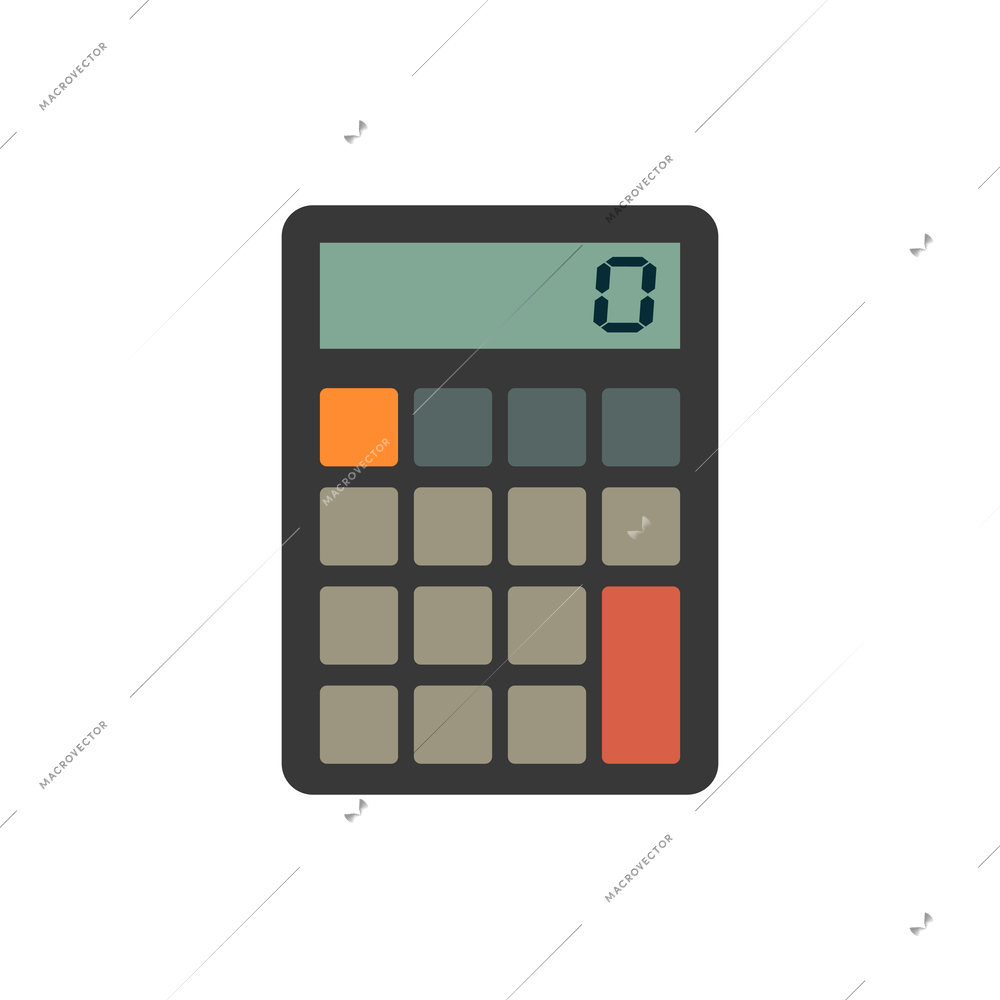 Flat calculator with zero on display icon vector illustration