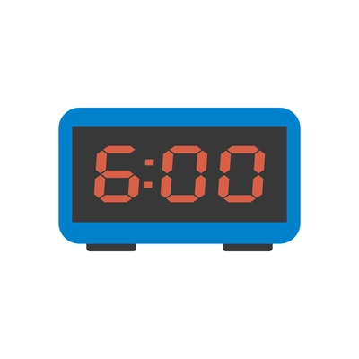 Blue digital alarm clock flat icon on white background vector illustration