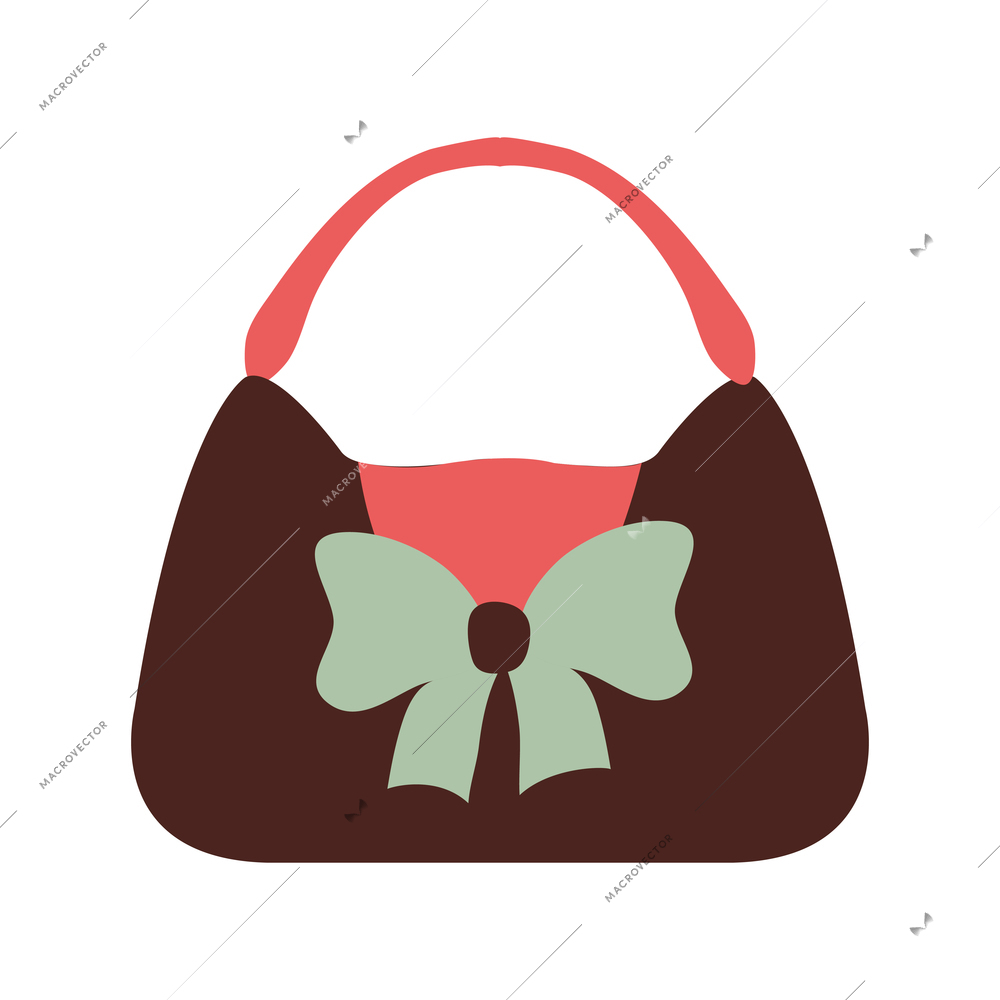 Woman accessory icon with flat female bag with bow vector illustration