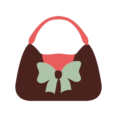 Woman accessory icon with flat female bag with bow vector illustration