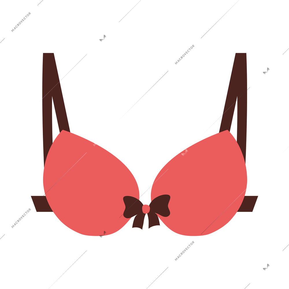 Red bra with bow flat vector illustration