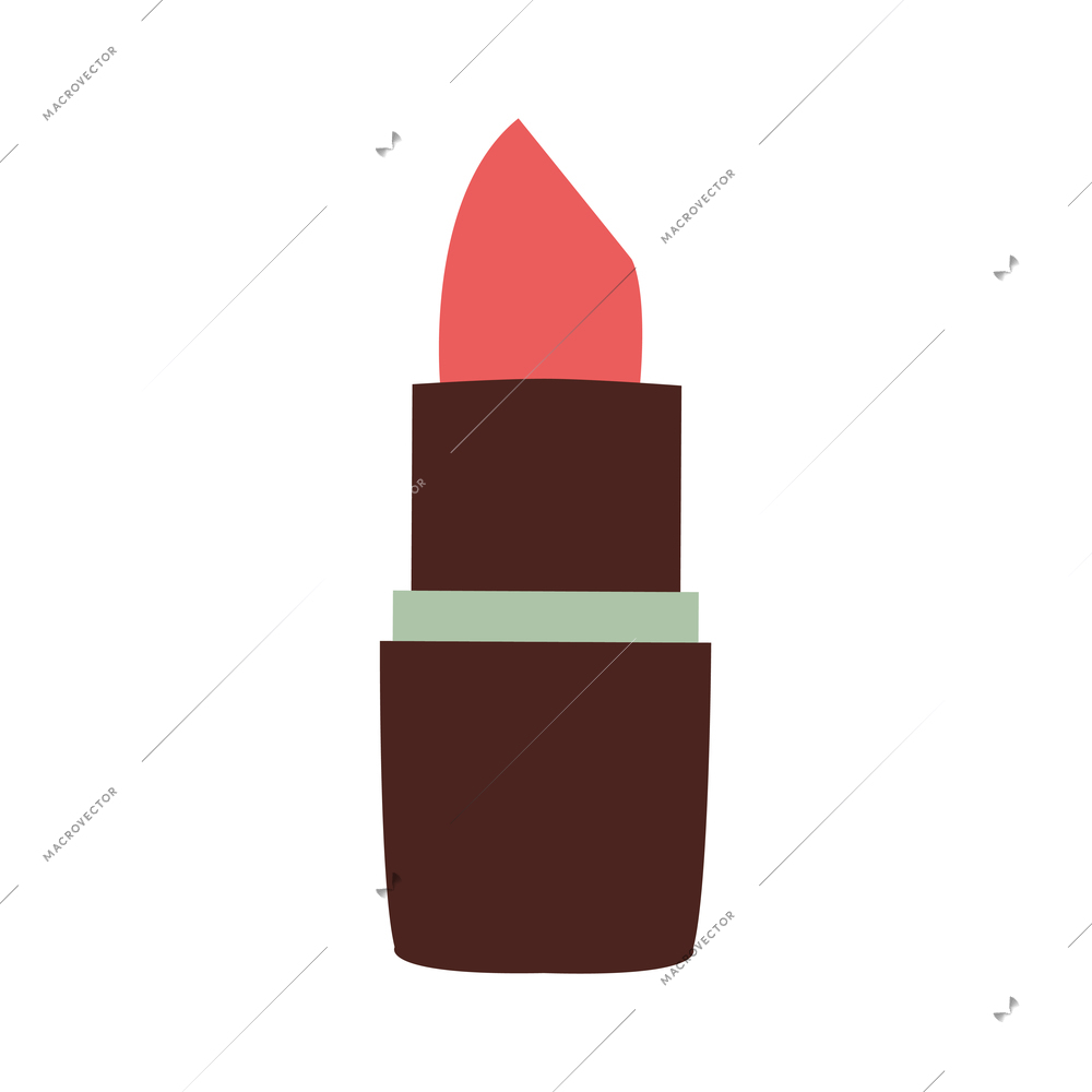 Open red lipstick flat icon vector illustration