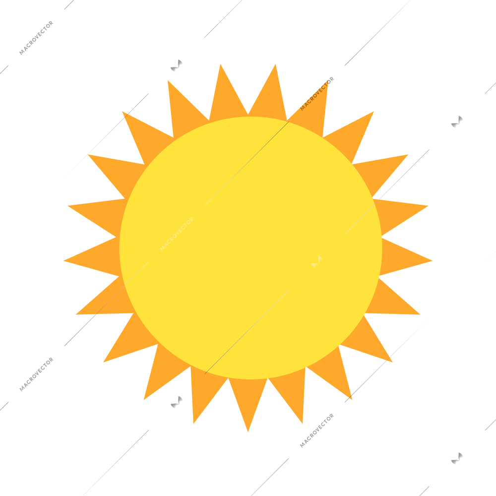 Flat icon with yellow shining sun on white background vector illustration
