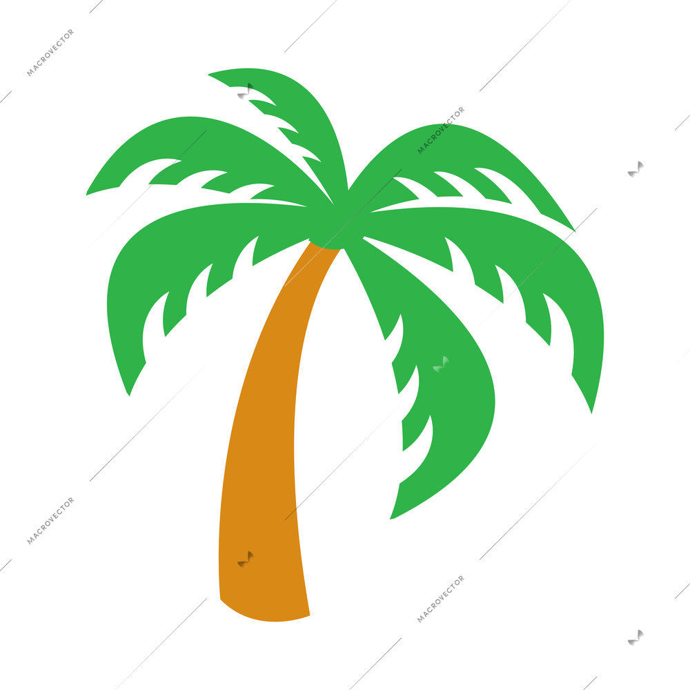 Green tropical palm flat icon vector illustration