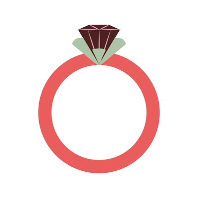 Ring with gem stone flat color icon vector illustration