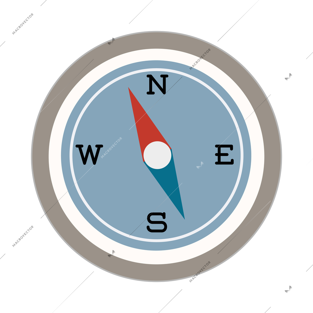 Flat color icon with hand compass vector illustration