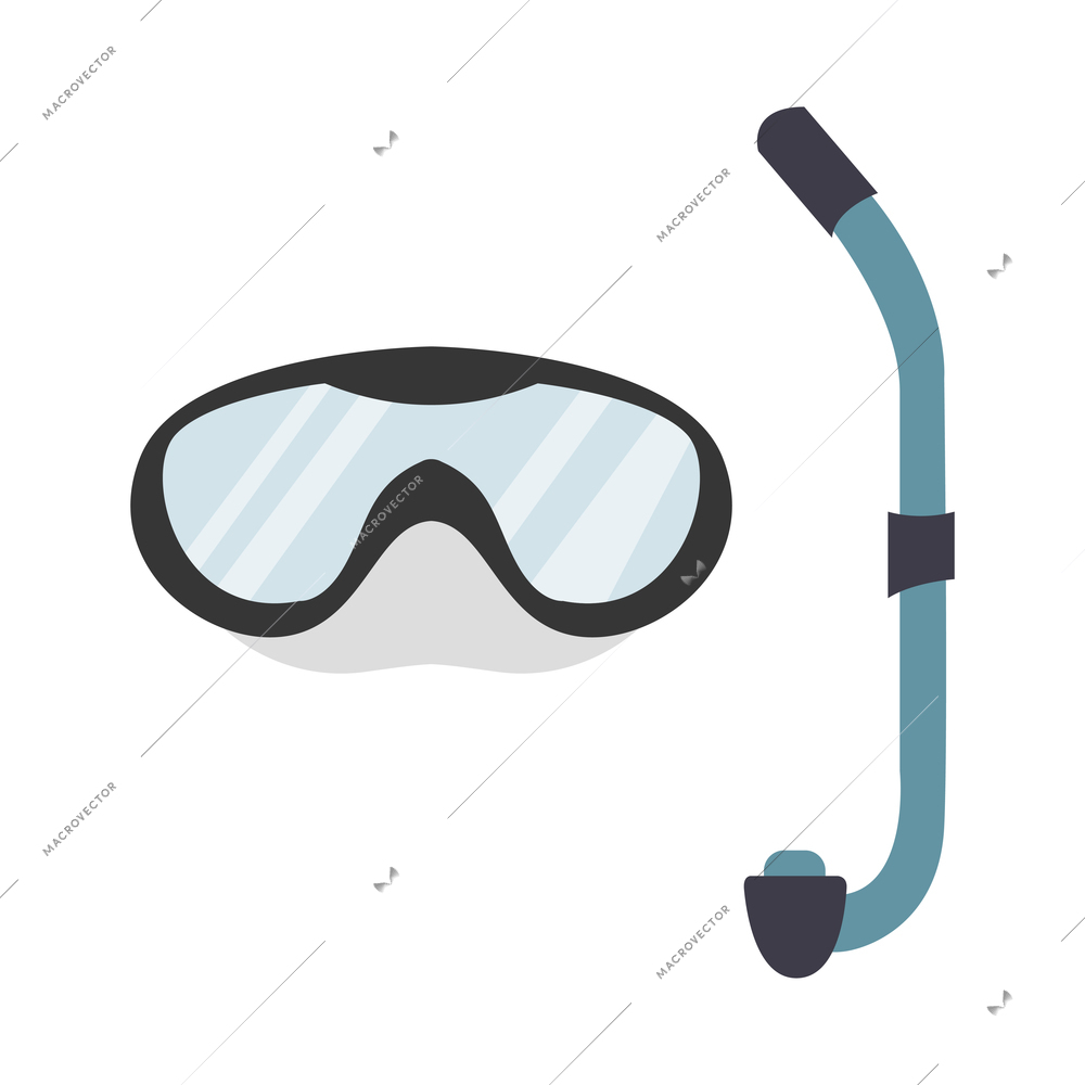 Flat icon with diving mask isolated vector illustration