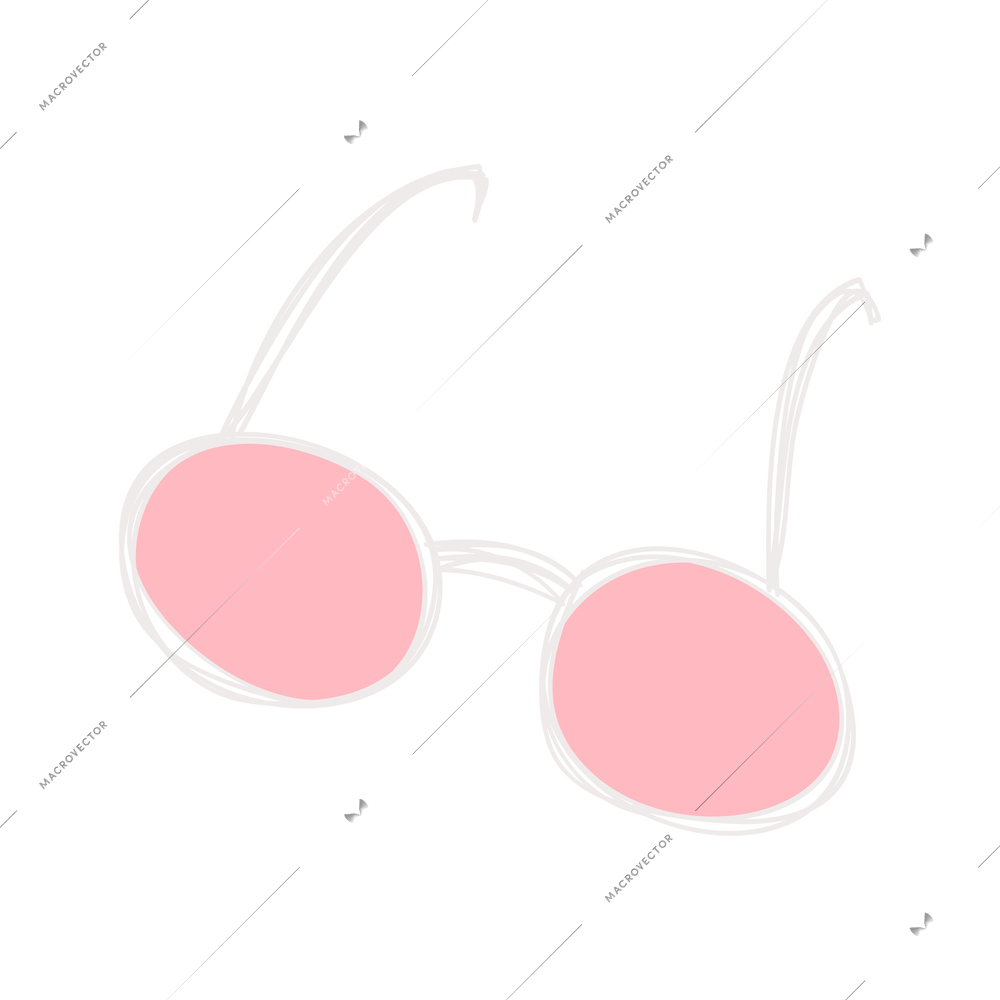 Trendy hipster glasses with round pink lens cartoon vector illustration