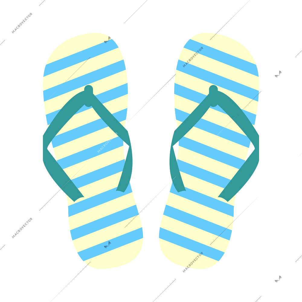 Striped flip flops pair flat icon isolated vector illustration