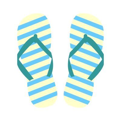 Striped flip flops pair flat icon isolated vector illustration