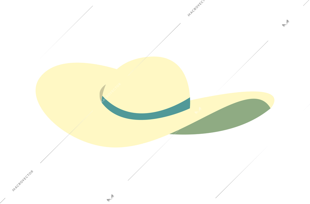 Flat icon with yellow hat for summer beach sun protection vector illustration