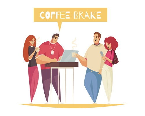 Programmer composition with doodle characters of programmers having coffee break together vector illustration