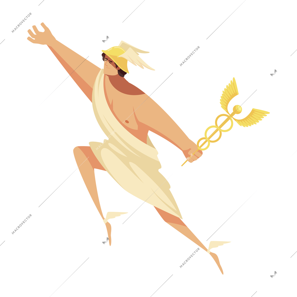 Greek gods mythical creatures composition with isolated human character of ancient god vector illustration